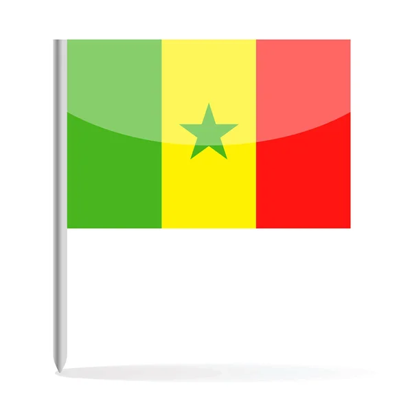 Σενεγάλη το εικονίδιο σημαία καρφίτσα διάνυσμα — Διανυσματικό Αρχείο