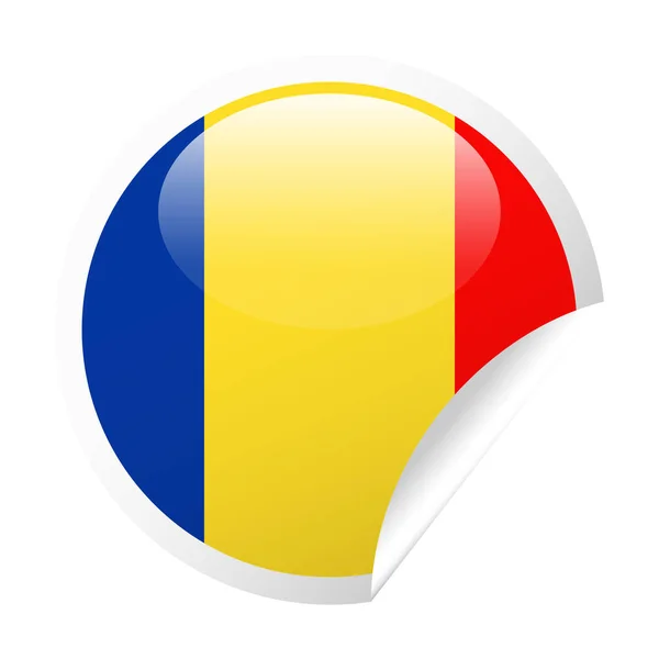 Rumania Bandera Vector Round Corner Paper Icon — Archivo Imágenes Vectoriales