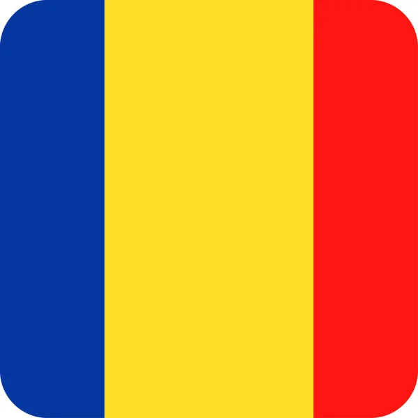 Romanya bayrağı vektör kare düz simgesi — Stok Vektör