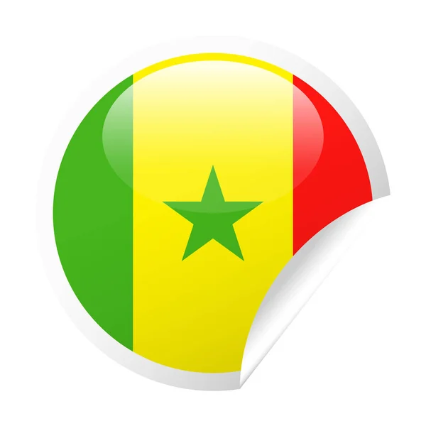 Wektor flaga Senegalu okrągły narożnik ikona papieru — Wektor stockowy