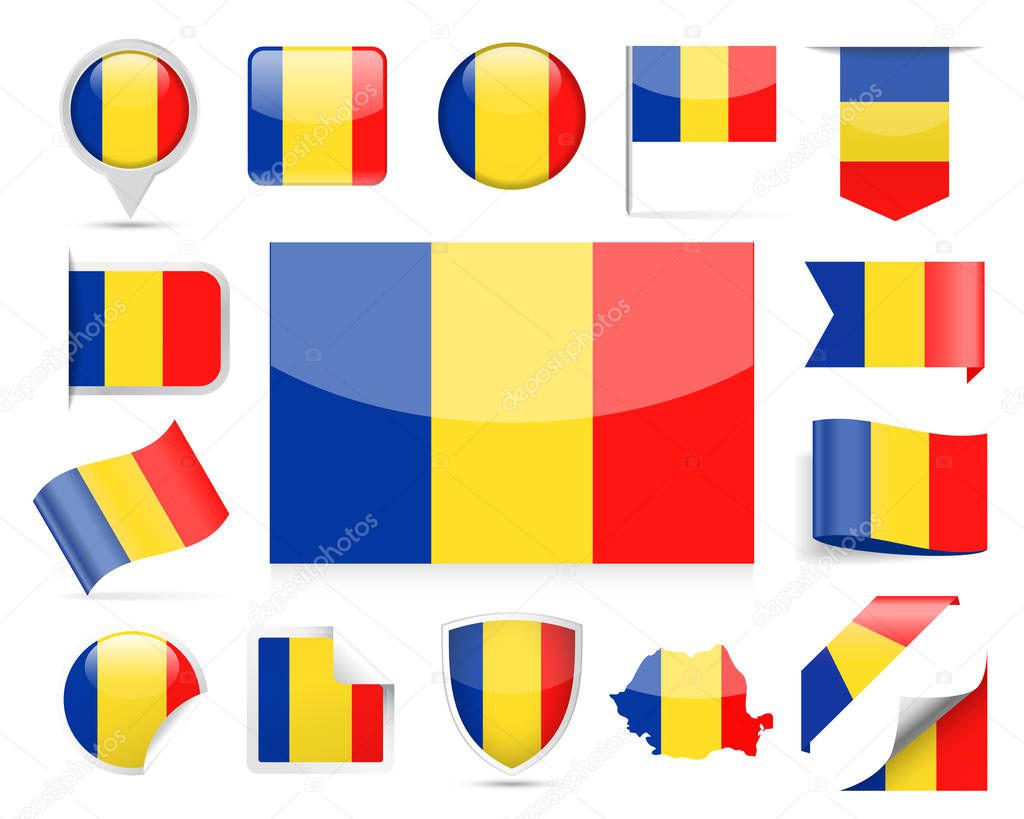 Romania Flag Vector Set
