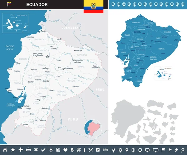 Ekwador - mapa Infografika - Szczegółowa ilustracja wektorowa — Wektor stockowy
