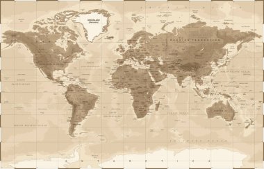 World Map Physical Vintage - vector clipart