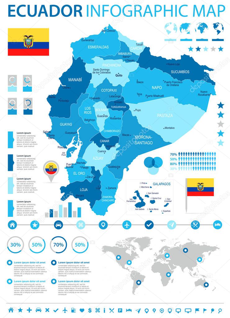 Ecuador - infographic map and flag - Detailed Vector Illustration