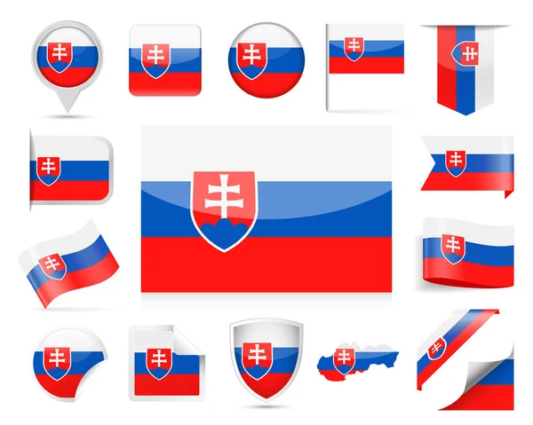 Eslovaquia Bandera Vector Set — Archivo Imágenes Vectoriales