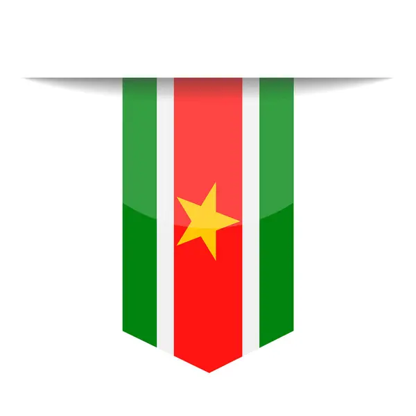 Surinam Flag Vector Bookmark Icon — Vector de stock