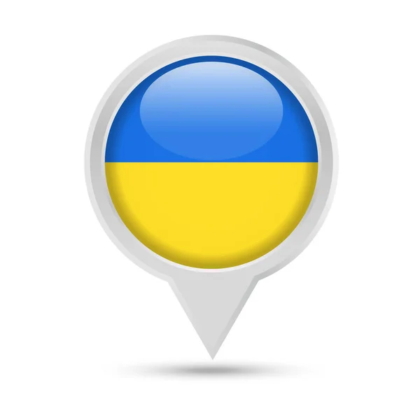 Bandera de Ucrania Pin redondo Vector icono — Vector de stock