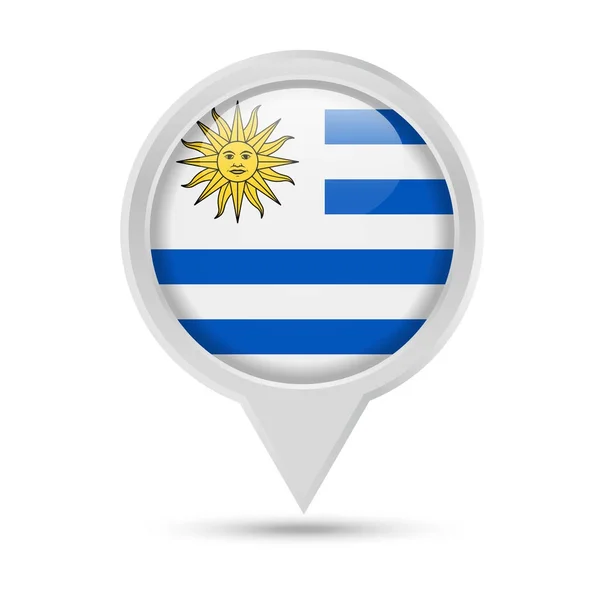 Uruguay Bandera Ronda Pin Vector Icono — Archivo Imágenes Vectoriales