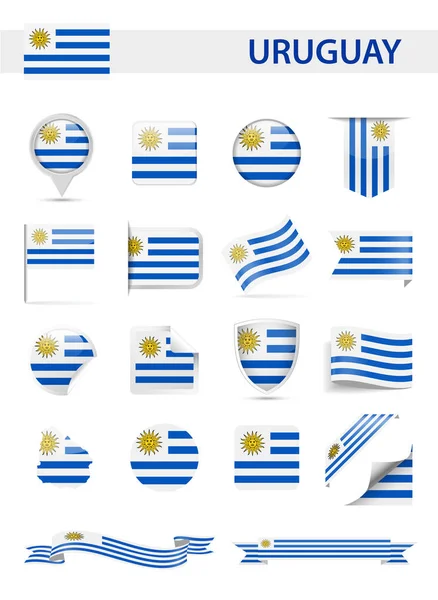 Uruguay conjunto de vectores de bandera — Archivo Imágenes Vectoriales