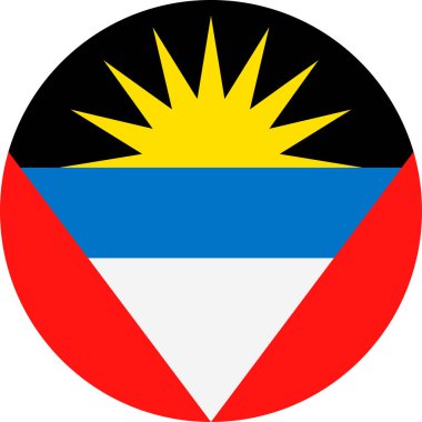 Antigua ve Barbuda bayrağı vektör yuvarlak düz simgesi