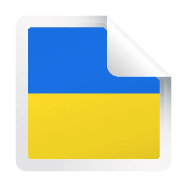 Bandera de Ucrania Vector cuadrado esquina papel icono — Vector de stock