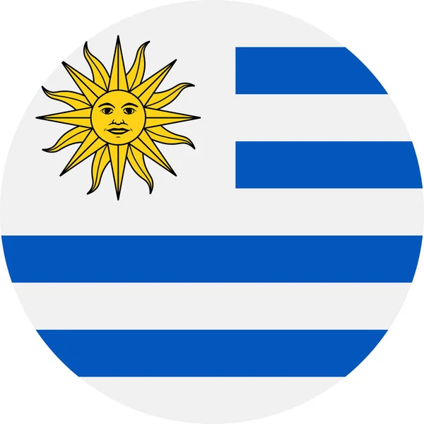 Icône plate ronde de vecteur de drapeau d'Uruguay — Image vectorielle