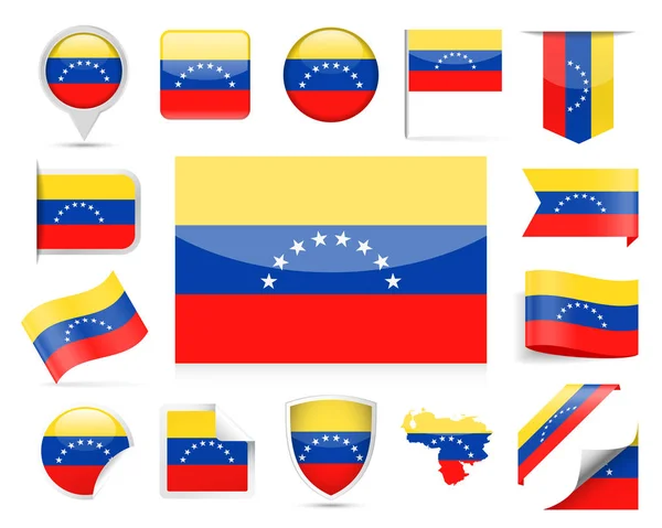 Venezuela conjunto de vectores de bandera — Archivo Imágenes Vectoriales