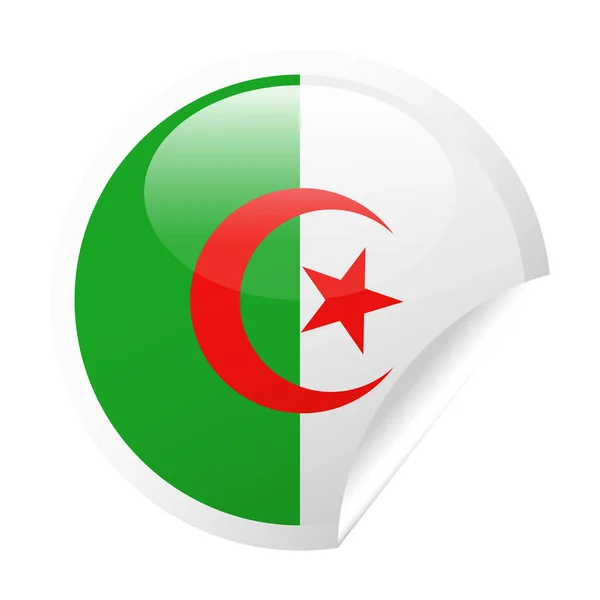 Icona rotonda della carta d'angolo del vettore della bandiera algerina — Vettoriale Stock