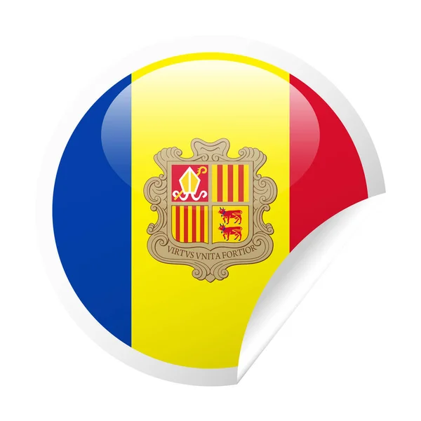 Ícone de papel de canto redondo do vetor de bandeira de Andorra — Vetor de Stock