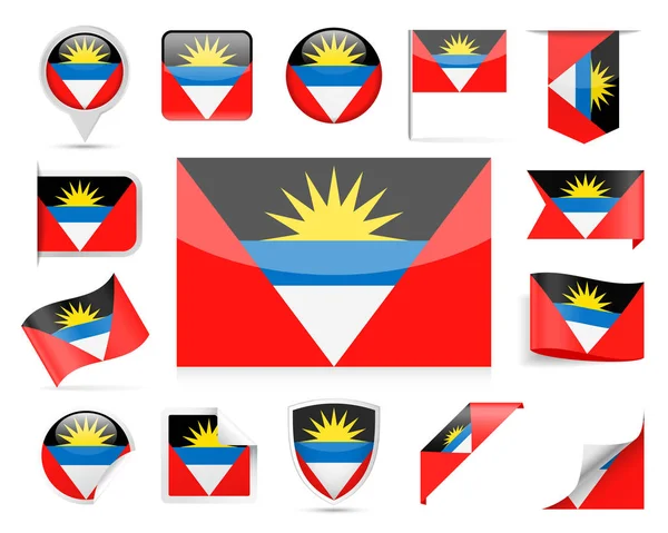 Antigua i Barbuda flaga wektor zestaw — Wektor stockowy