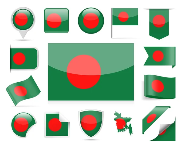 Bangladesh Flaggenvektor eingestellt — Stockvektor