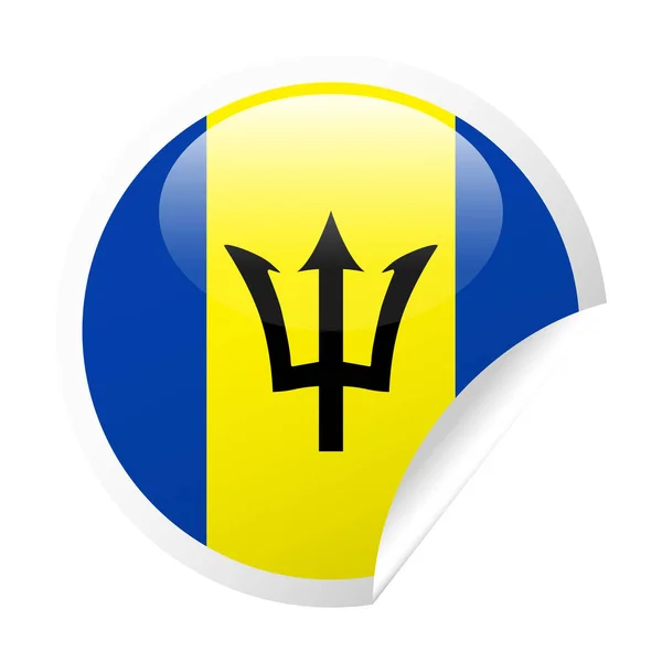 Векторний прапор Барбадосу круглий куточок папір значок — стоковий вектор