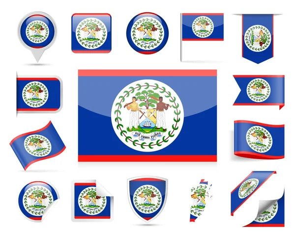 Belice Bandera Vector Set — Archivo Imágenes Vectoriales