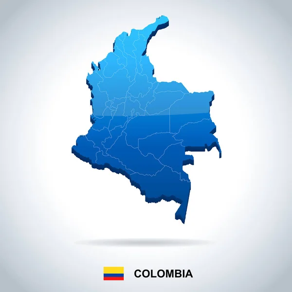 Colombia - mappa e bandiera - Illustrazione vettoriale dettagliata — Vettoriale Stock