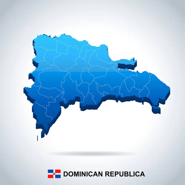 Доминиканская Республика - карта и флаг - Детальная векторная иллюстрация — стоковый вектор