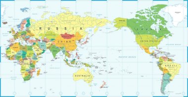 Dünya harita renk - Merkezi Asya'da