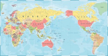 Dünya harita Vintage eski Retro - Merkezi Asya'da