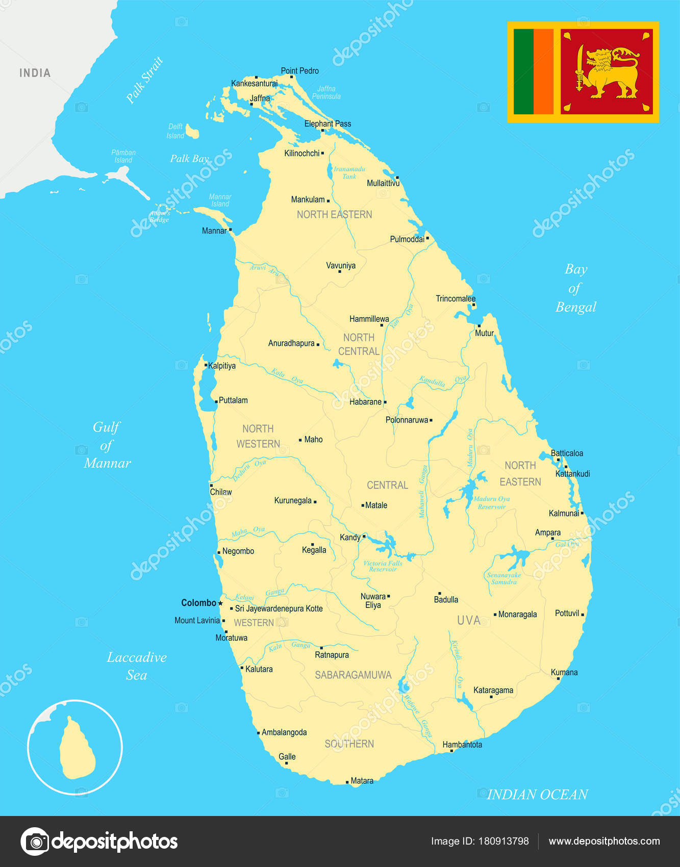Sri Lanka Political Map Stock Vector Art More Images Of Asia Images