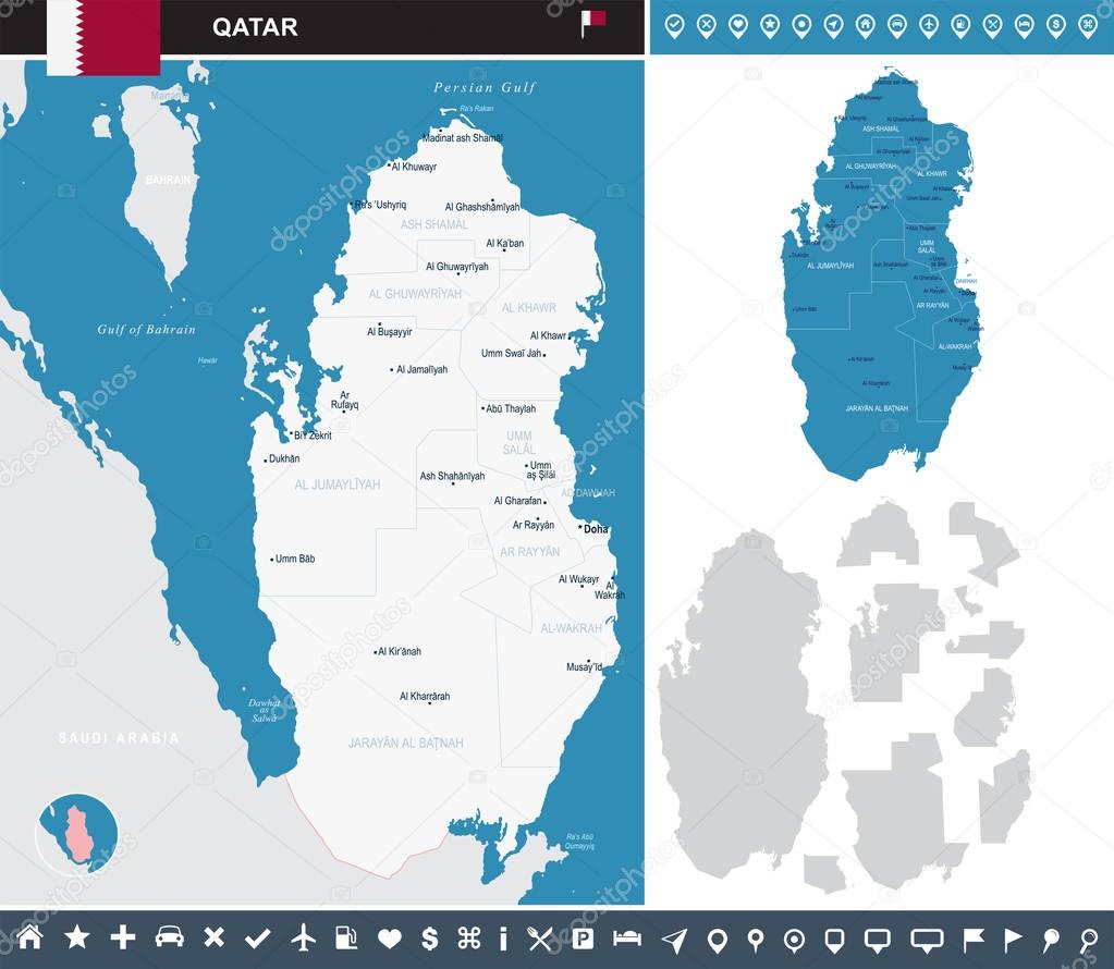 Qatar - infographic map - Detailed Vector Illustration