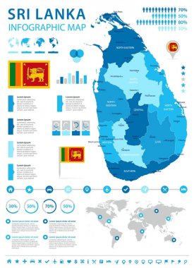 Sri Lanka - Infographic harita ve bayrak - detaylı vektör çizim