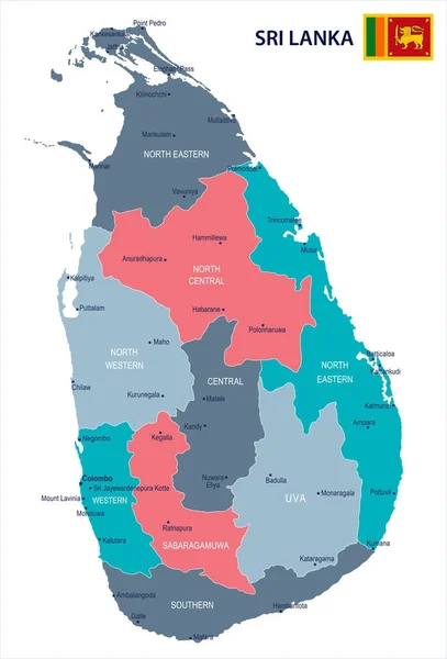 Sri Lanka - karta och flagga - detaljerad vektorillustration — Stock vektor