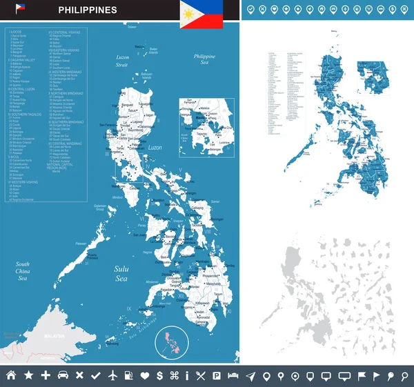 フィリピン - インフォ グラフィック マップ - 詳細なベクトル イラスト — ストックベクタ
