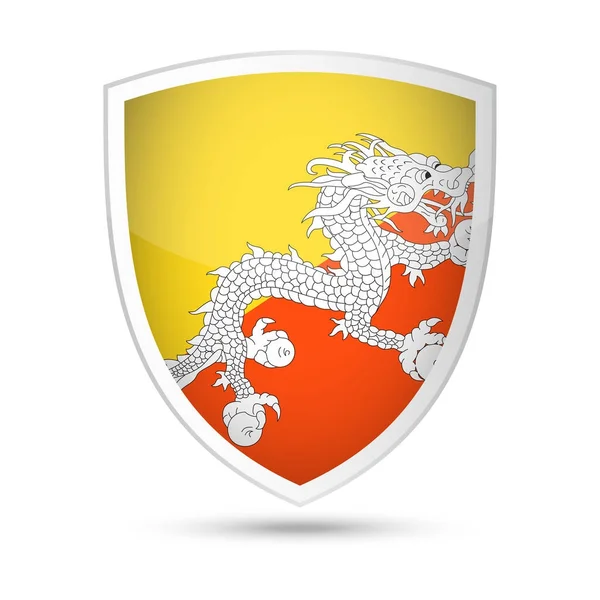 Ikona tarczy wektor flaga Bhutanu — Wektor stockowy