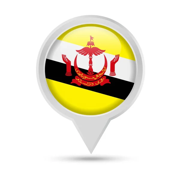 Vlag van Brunei ronde Pin Vector Icon — Stockvector