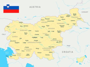 Slovenya harita - detaylı vektör çizim