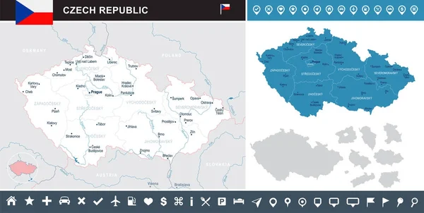 チェコ共和国 - インフォ グラフィック マップ - 詳細なベクトル イラスト — ストックベクタ