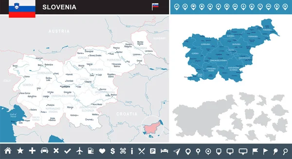 Eslovenia - mapa infográfico - Ilustración vectorial detallada — Archivo Imágenes Vectoriales
