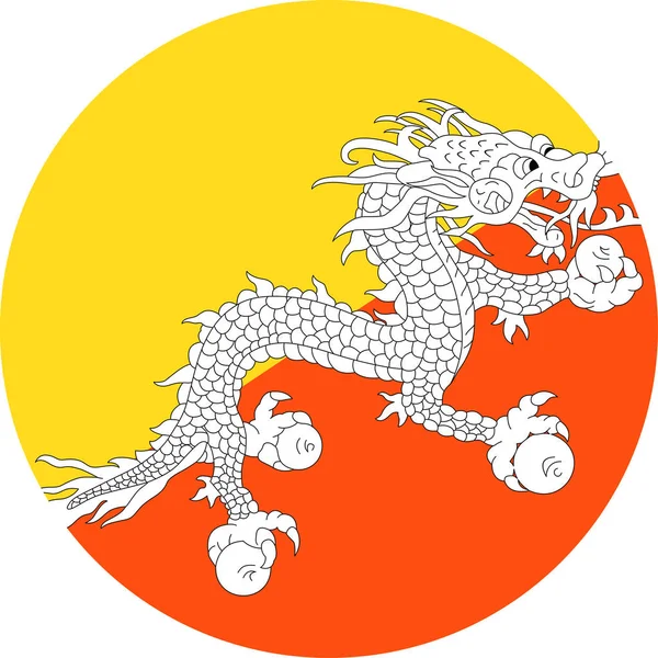 Wektor Flaga Bhutanu Okrągłe Płaskie Ikona Ilustracja — Wektor stockowy