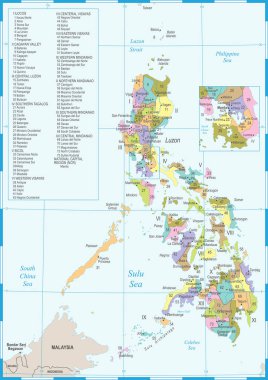Filipinler Haritası - yüksek Detaylı vektör çizim