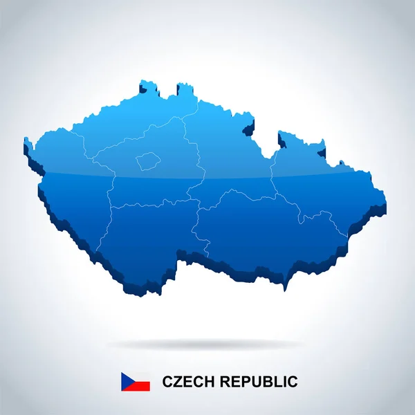 Česká Republika Mapa Vlajka Vysoce Detailní Vektorové Ilustrace — Stockový vektor