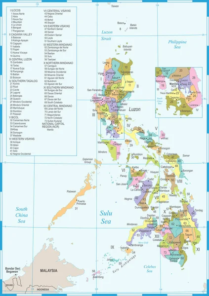 Філіппіни Карта Висока Деталізація Векторні Ілюстрації — стоковий вектор