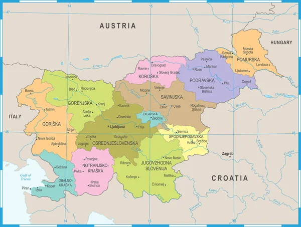 Slowenien Karte Hoch Detaillierte Vektorillustration — Stockvektor