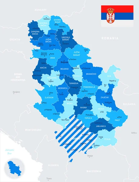 Serbia Mapa - Info Gráfico Vector Ilustración — Vector de stock