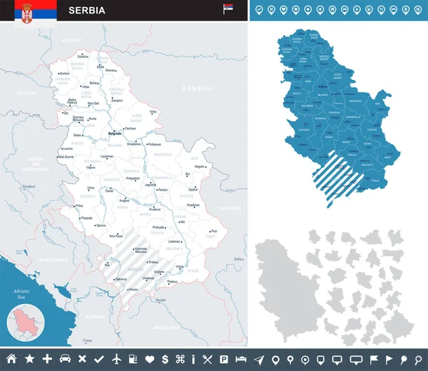 Serbia - Infografika mapę - Szczegółowa ilustracja wektorowa — Wektor stockowy