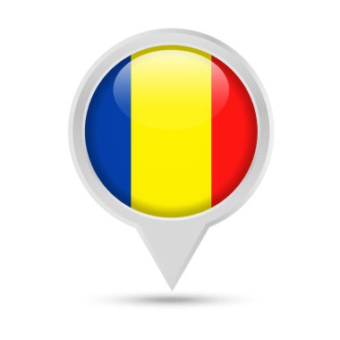 Çad Bayrağı Pin vektör simge yuvarlak