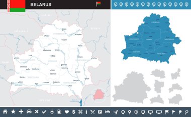 Beyaz Rusya - Infographic harita - detaylı vektör çizim