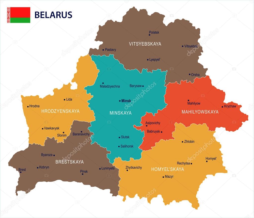 Belarus - map and flag Detailed Vector Illustration