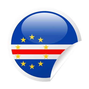 Cape Verde bayrak vektör yuvarlak köşe kağıt simgesi