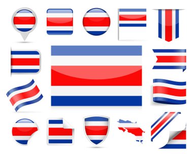 Kosta Rika bayrak vektör Set