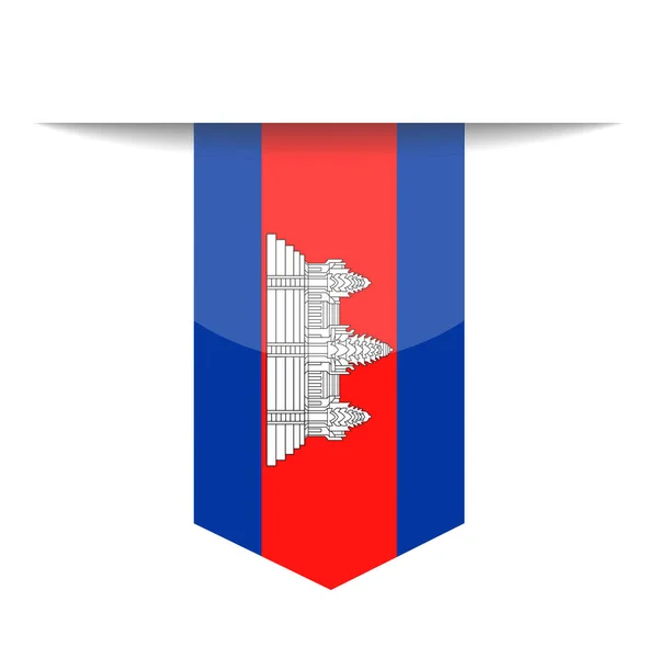 Cambodia Flag Vector Bookmark Icon — Stock Vector